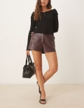 [ASOS DESIGN] ASOS DESIGN knicker shorts in shiny PU-Red 16 Plum