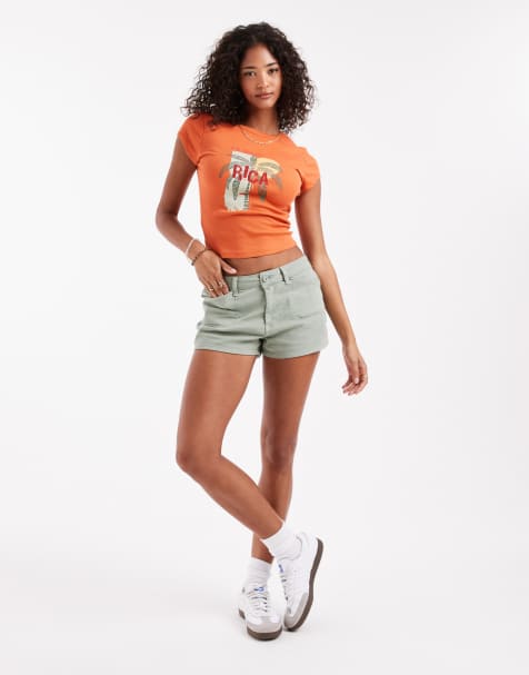 ASOS DESIGN - Knicker-shorts med sildebensmønster i grøn vask - view 1