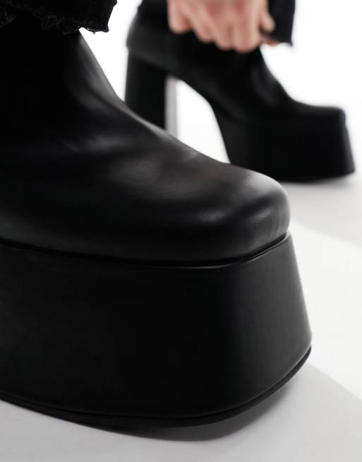 ASOS DESIGN – Kniehohe Stiefel mit Plateausohle aus schwarzem Kunstleder, 4 von 4