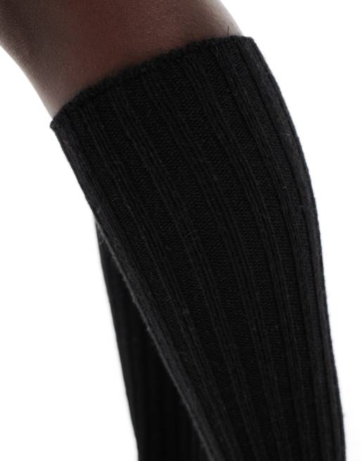 ASOS DESIGN – Kniehohe Stiefelsocken aus Wolle in Schwarz, 4 von 4
