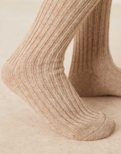 ASOS DESIGN – Kniestrümpfe aus Wollmischgewebe in Haferbeige, 2 von 3