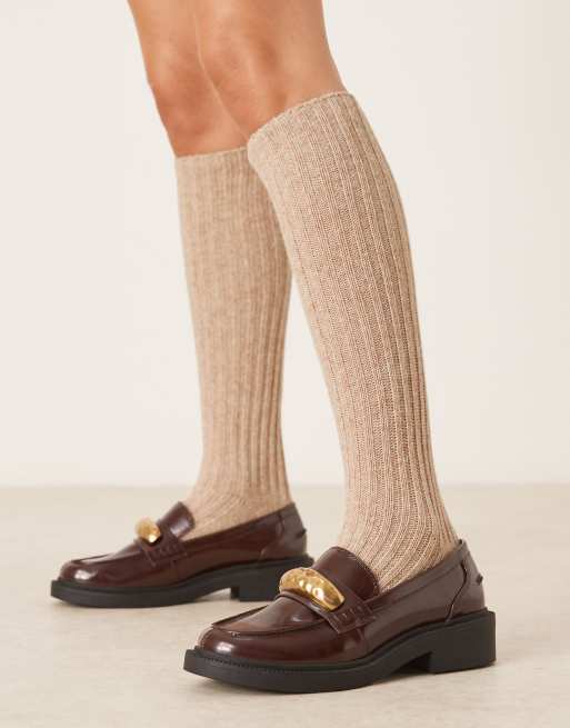 ASOS DESIGN – Kniestrümpfe aus Wollmischgewebe in Haferbeige, 3 von 3