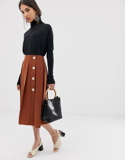 Gold knife pleated clearance skirt