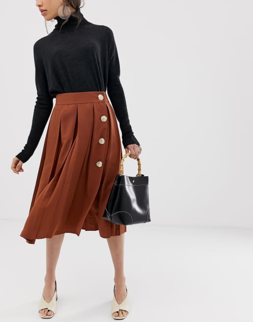 Knife pleated hotsell midi skirt