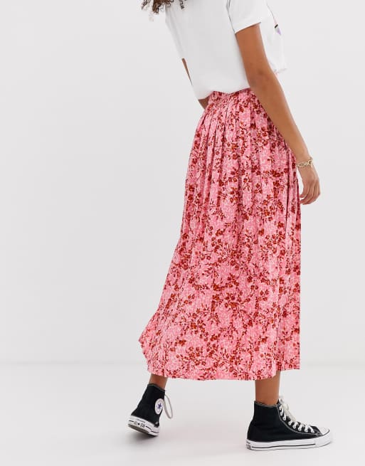 Asos pleated midi outlet skirt in floral print