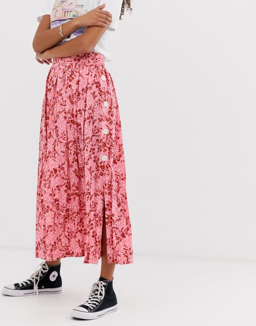 Asos pleated midi outlet skirt in floral print