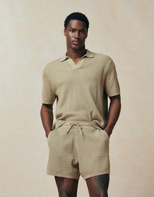 Asos Design Knit Airtex Shorts In Gray