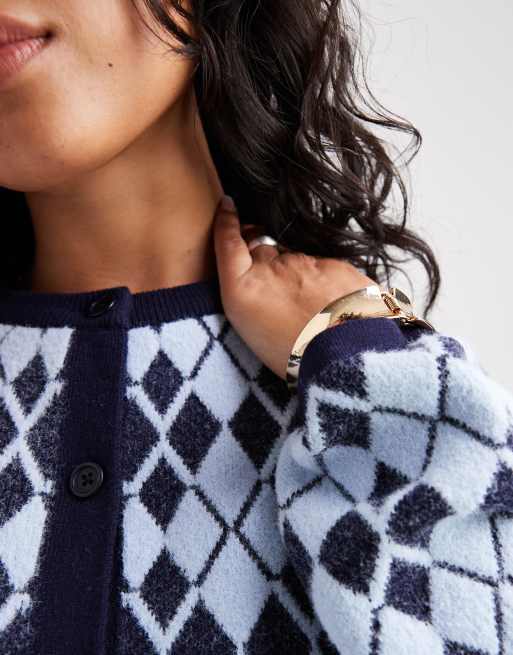 ASOS DESIGN knit argyle cardigan in multi color, 2 of 4