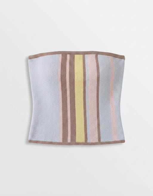 ASOS DESIGN knit bandeau top set in pastel stripe, 5 of 7