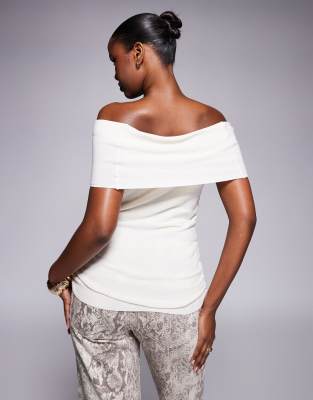 Asos Design Knit Bardot Top In White