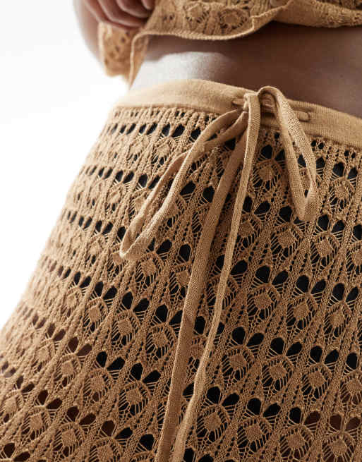ASOS DESIGN knit beach maxi skirt in coffee brown - part of a set, 5 of 5