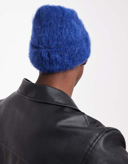 ASOS DESIGN knit beanie in cobalt, 3 of 3