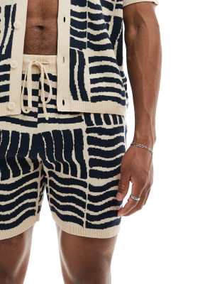ASOS DESIGN knit blue pattern shorts set | ASOS