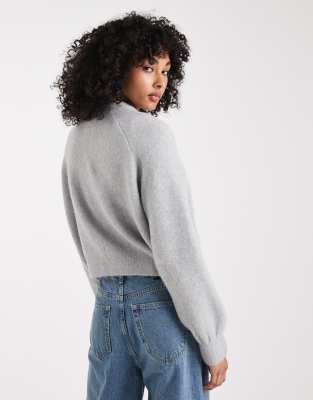 Asos Design Knit Bomber Jacket In Gray