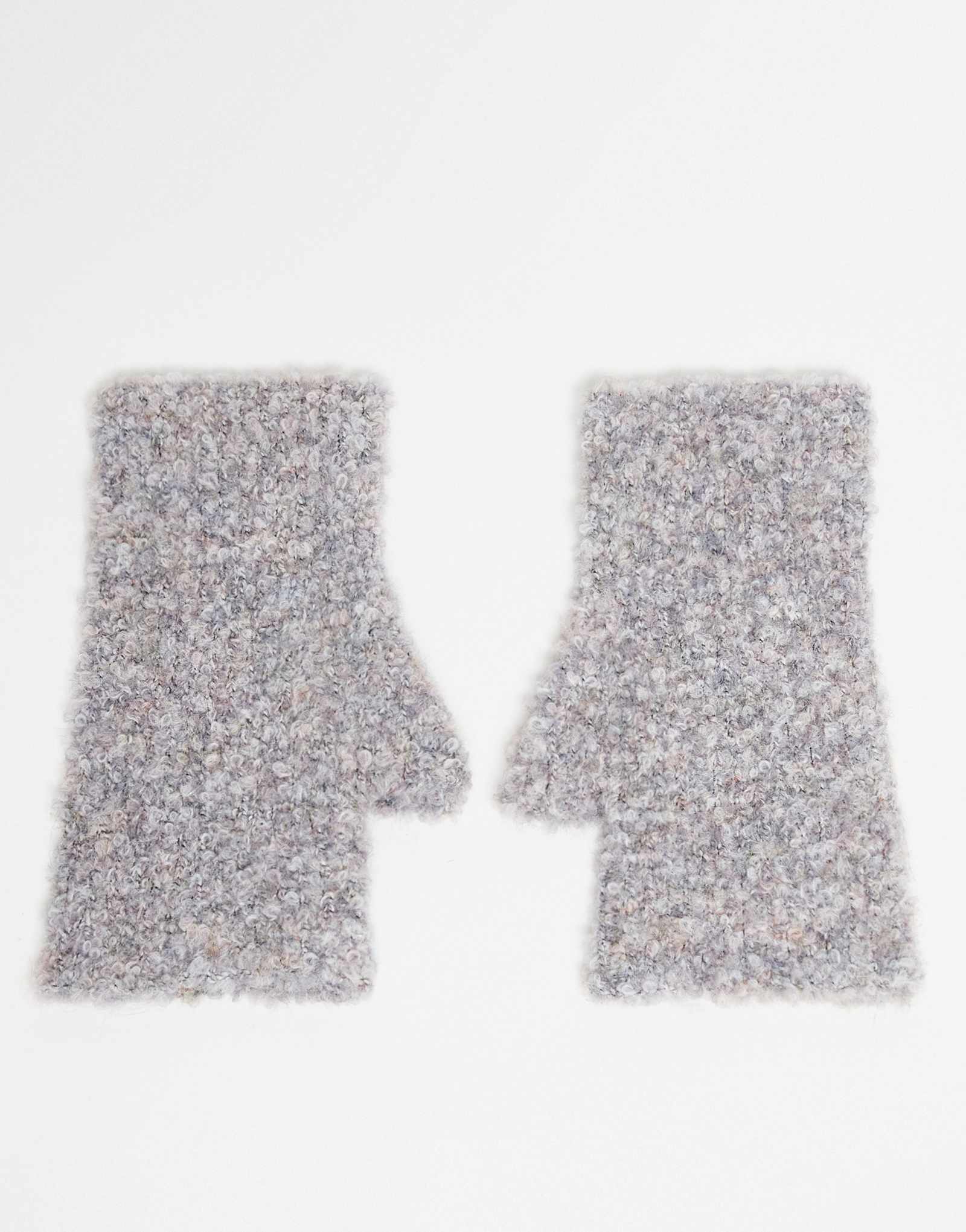 Дизайнерские вязаные перчатки ASOS из букле без пальцев серого цвета
