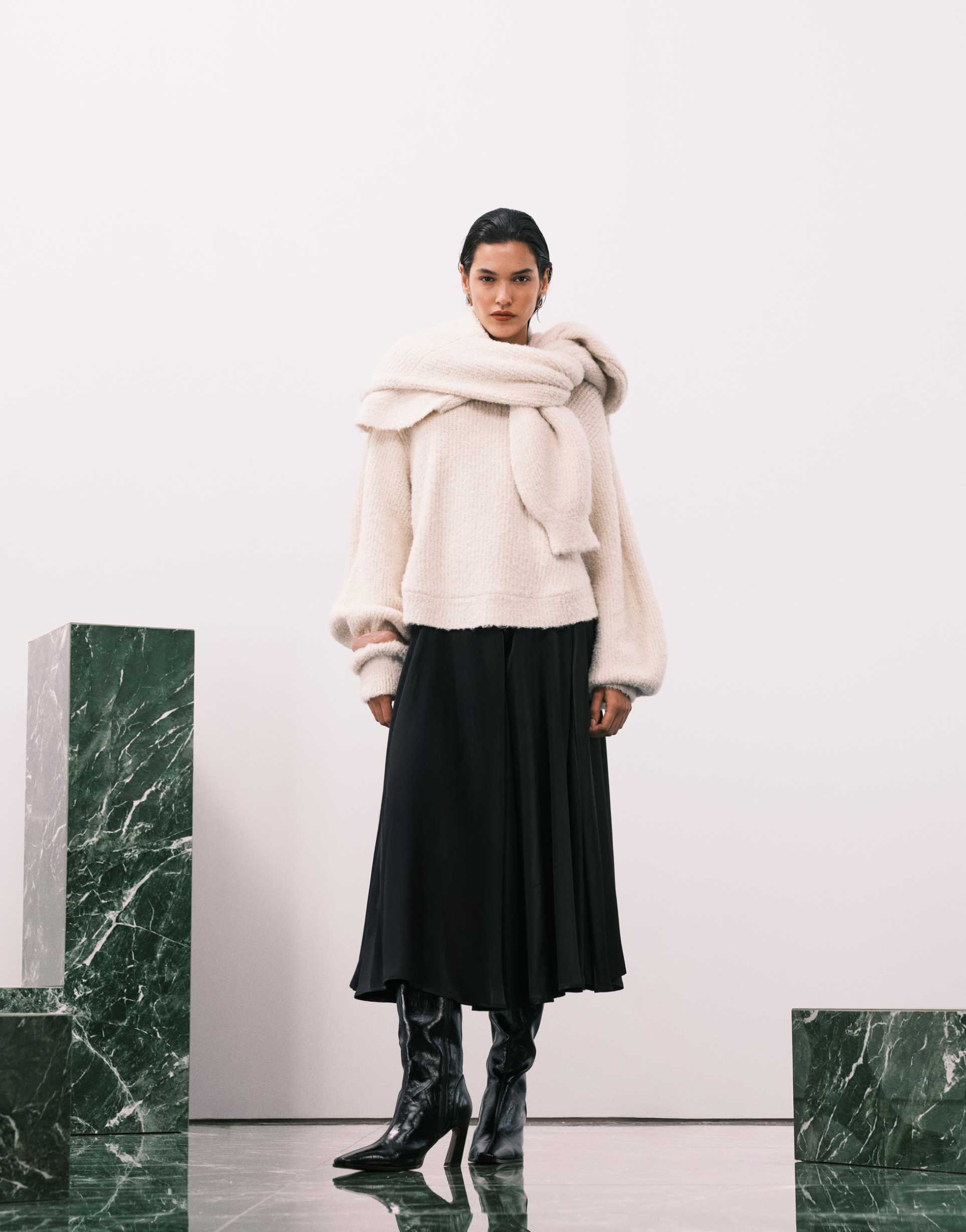 asos design knit boucle oversized sweater in ecru