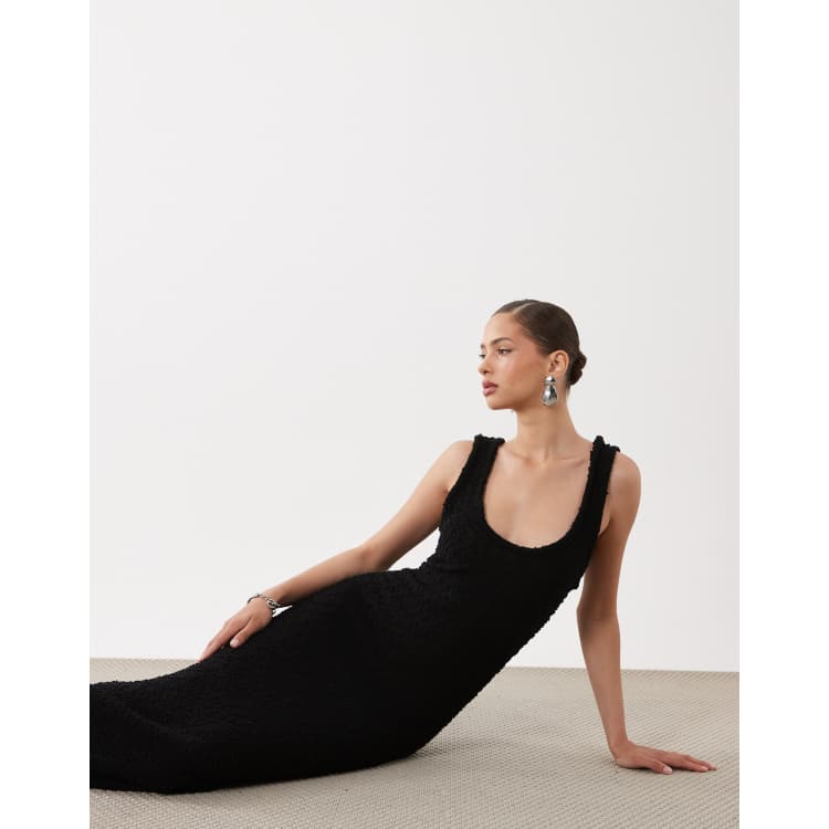black boucle dress NEW @mrselfportrait black sequin boucle maxi dress is available to hire in  size 6 & 10 
