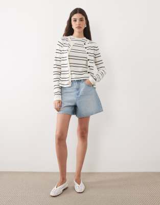 Asos Design Knit Boxy Fit Cardigan In White