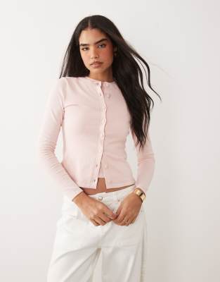 ASOS DESIGN knit boxy fit cardigan in pink - part of a set pink 8690₽