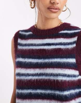 Asos Design Knit Boxy Fit Tank Top In Multi