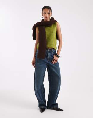 Asos Design Knit Boxy Fit Tank Top In Green