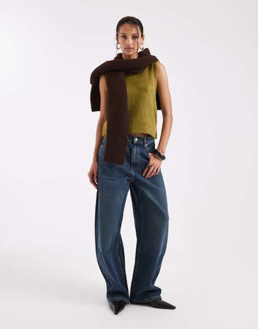 ASOS DESIGN knit boxy fit tank top in olive, 2 of 4