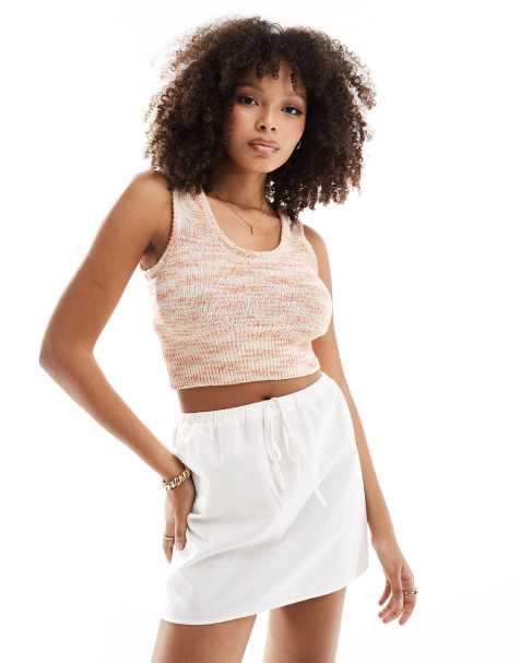 ASOS DESIGN knit bralet in space dye textured stitch in orange - view 1