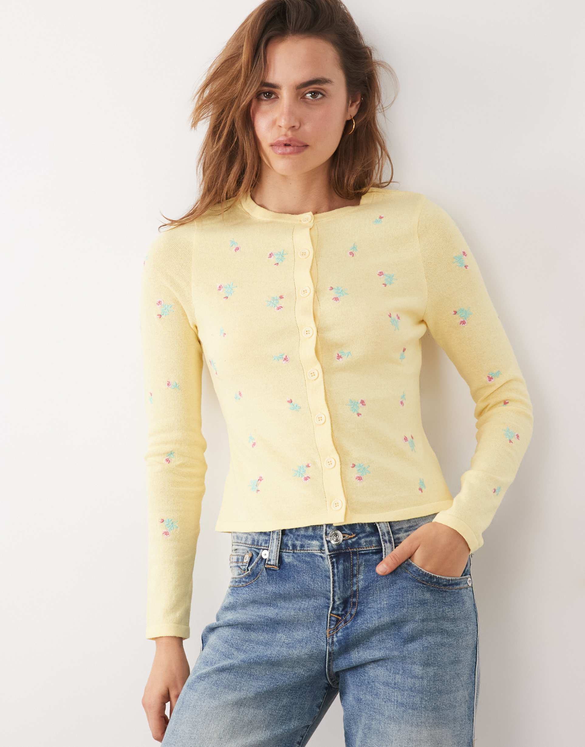 asos design knit bralet with embroidered floral - part of a set