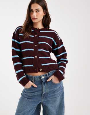 Asos Design Knit Brushed Cardigan In Multi