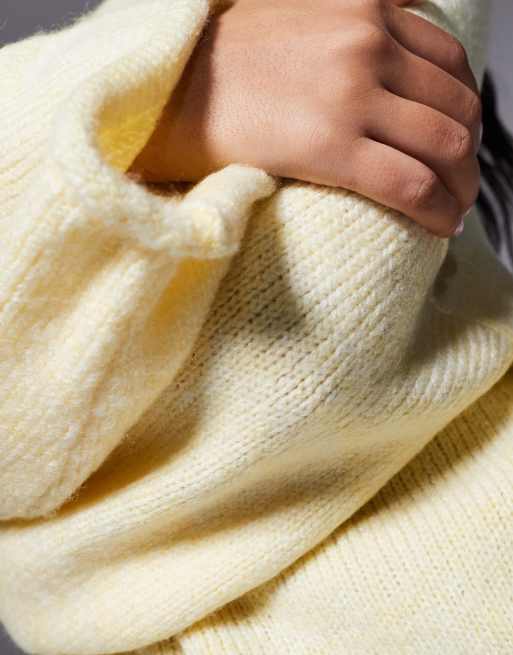 ASOS DESIGN knit brushed sweater in soft buttermilk, 3 of 4