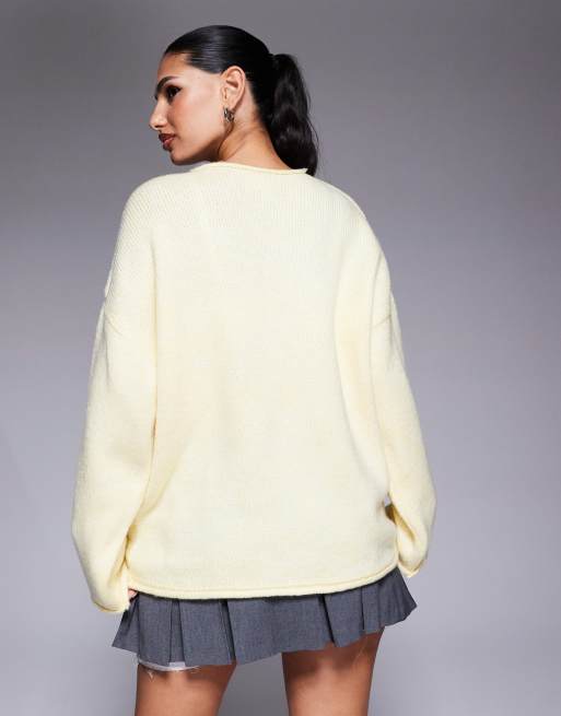 ASOS DESIGN knit brushed sweater in soft buttermilk, 4 of 4