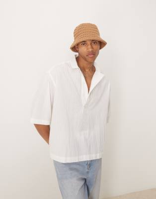 Asos Design Knit Bucket Hat In Neutral