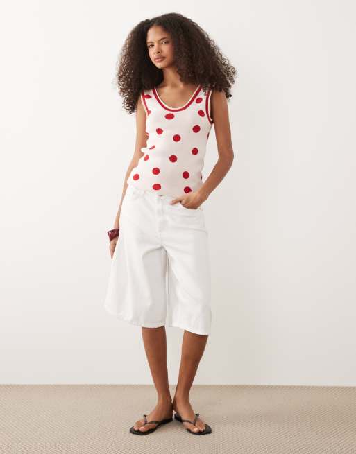 ASOS DESIGN knit cami top in red polka dot print, 2 of 4