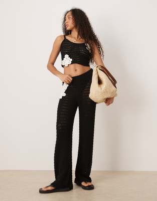 Asos Design Knit Cami Top With Crochet Patch Details