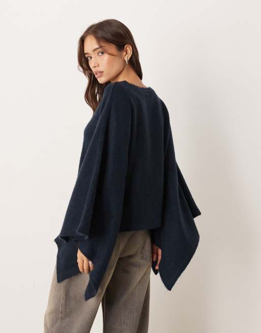 ASOS DESIGN knit cape in navy, 4 of 4