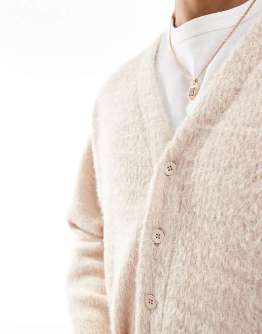 ASOS DESIGN knit cardigan in beige, 4 of 4