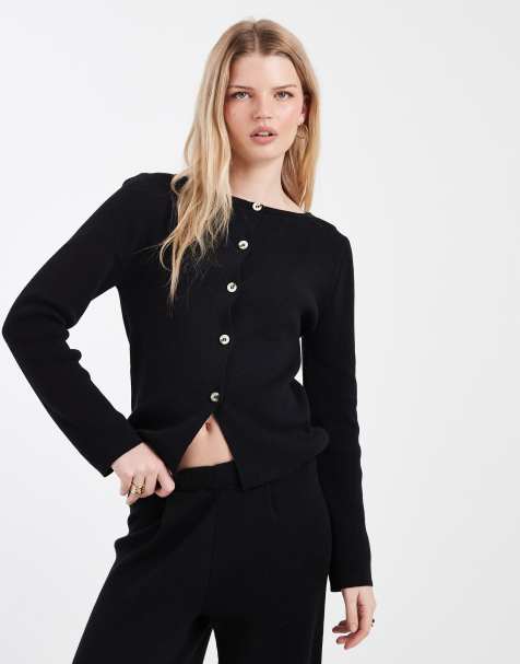 ASOS DESIGN knit cardigan in black - part of a set - view 1