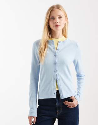 Asos Design Knit Cardigan In Blue