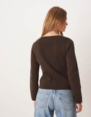 Asos Design Knit Cardigan In Brown