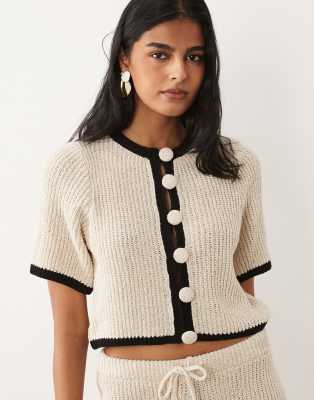 Asos Design Knit Cardigan In White