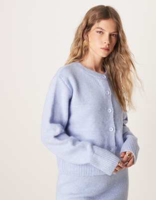 Asos Design Knit Cardigan In Light Blue - Part Of A Set