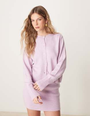 Asos Design Knit Cardigan In Lilac Pink - Part Of A Set