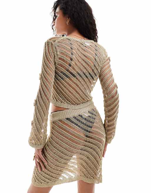 knee length dresses for ladies Helena Metallic Longline Cardigan Dress main image 0