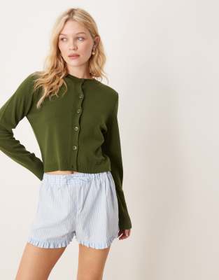Asos Design Knit Cardigan In Olive-green