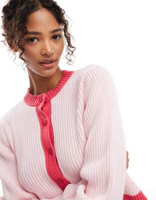 Asos Design Knit Cardigan In Pink