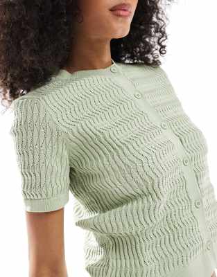 Asos Design Knit Cardigan In Green