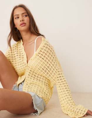 Asos Design Knit Cardigan With Angel Sleeve