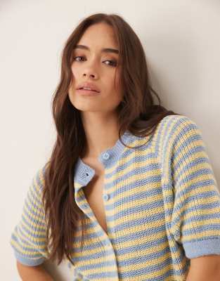 Asos Design Knit Cardigan With Raglan Sleeves In Blue