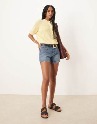 Asos Design Knit Cardigan With Raglan Sleeves In Yellow