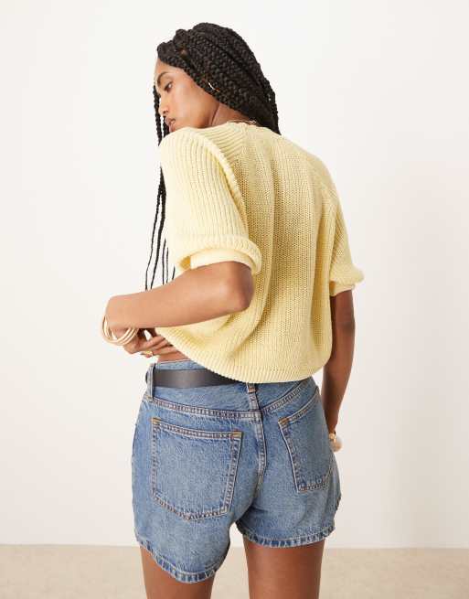 ASOS DESIGN knit cardigan with raglan sleeves in yellow